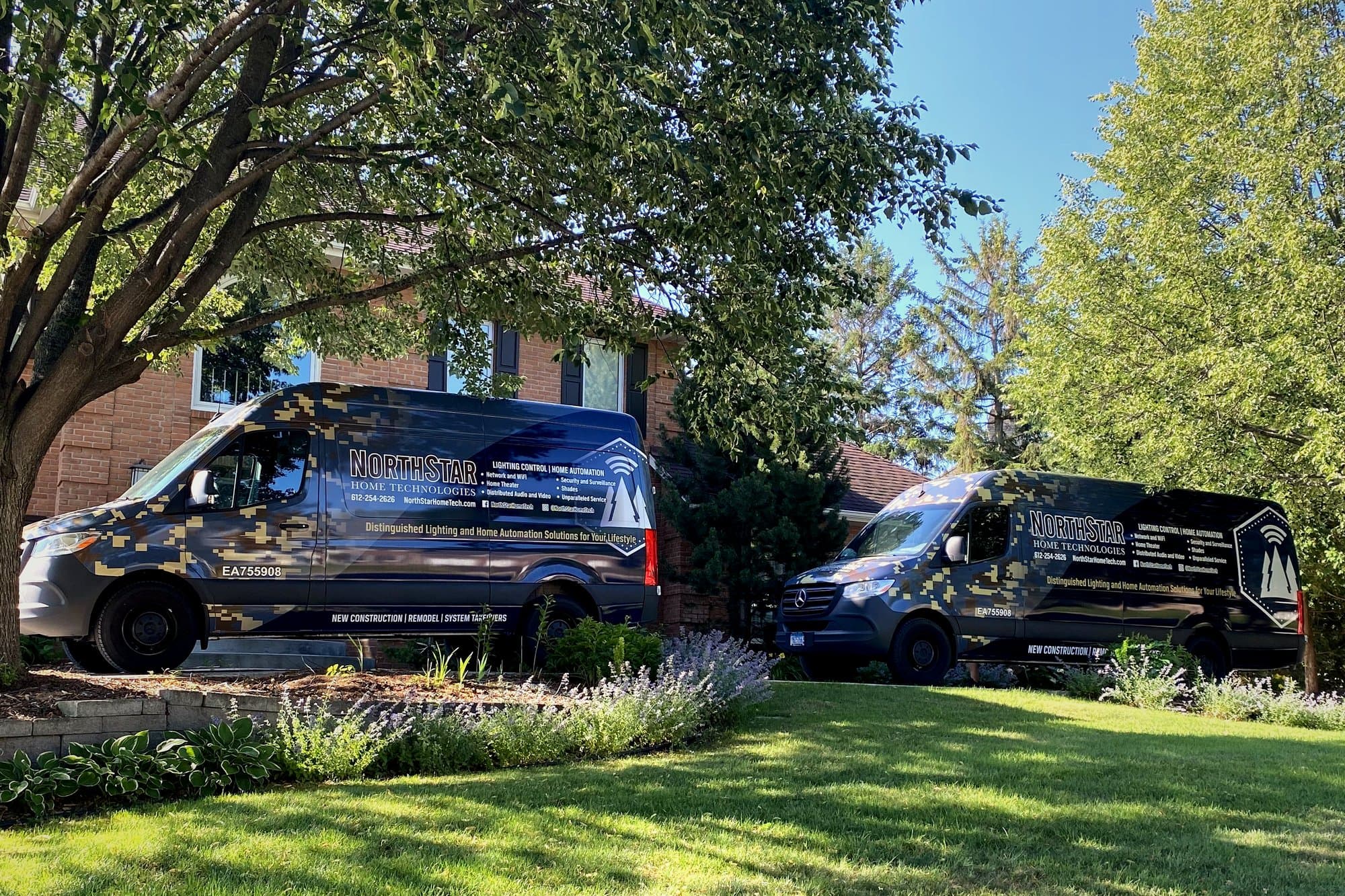 NorthStar Home Technologies service vans arriving on-site for smart home system takeover and rescue